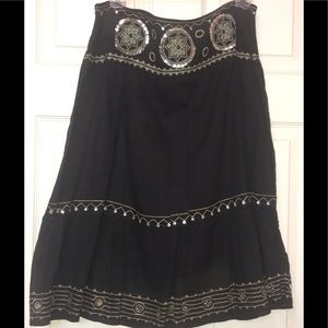 Gypsy style black skirt with stitching & sequins